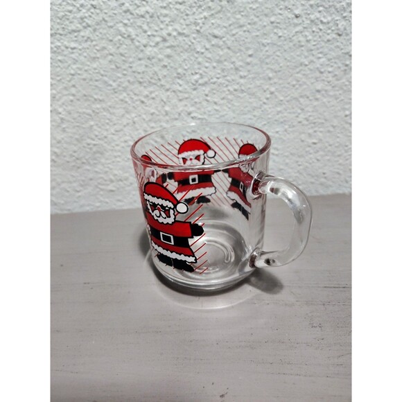 Vintage Luminarc Santa Holiday Winter Glass Mug Cup - Picture 8 of 9